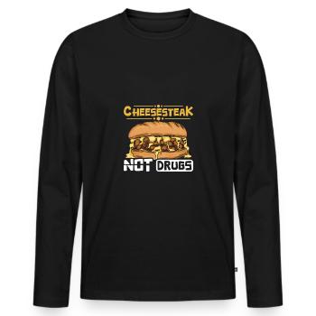Philly Cheesesteak not drugs - Männer Premium Bio Langarmshirt - Schwarz - Vorne - Nico (187cm)