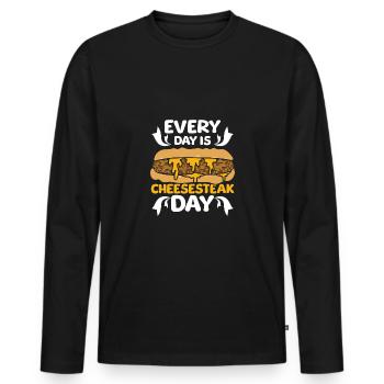 Every day is Cheesesteak day - Männer Premium Bio Langarmshirt - Schwarz - Vorne - Nico (187cm)