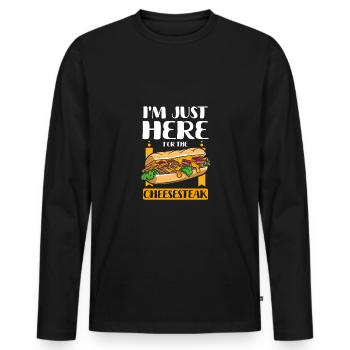 I'm just here for the Cheesesteak - Männer Premium Bio Langarmshirt - Schwarz - Vorne - Nico (187cm)