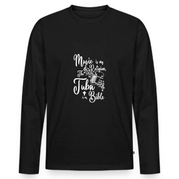 Music is my religion the tuba is bible - Männer Premium Bio Langarmshirt - Schwarz - Vorne - Nico (187cm)