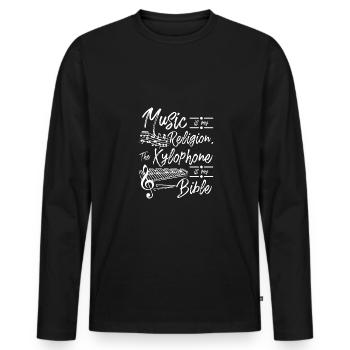 La musique est ma religion, le xylophone est ma bible - T-shirt manches longues Premium bio Homme - noir - Devant - Nico (187cm)