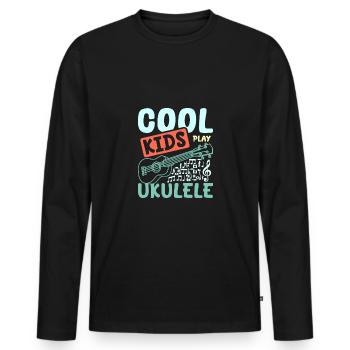 children Cool kids play Ukulele - Men's Premium Organic Long Sleeve Shirt - black - Front - Nico (187cm)