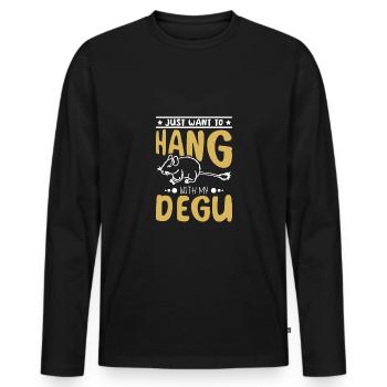 Just want to hang with my degu - Männer Premium Bio Langarmshirt - Schwarz - Vorne - Nico (187cm)