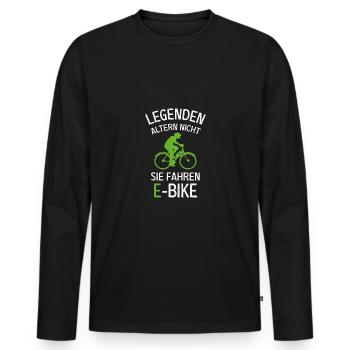 Legends don't age, they ride e-bikes - Men's Premium Organic Long Sleeve Shirt - black - Front - Nico (187cm)