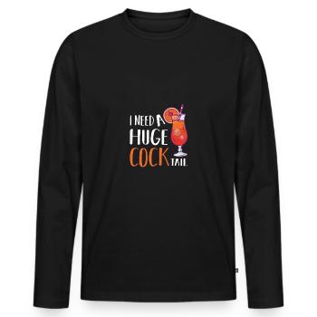 J’ai besoin d’un énorme cocktail - T-shirt manches longues Premium bio Homme - noir - Devant - Nico (187cm)