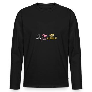 Peace Love Quesadillas - Men's Premium Organic Long Sleeve Shirt - black - Front - Nico (187cm)