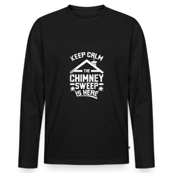 Restez calme, le ramoneur est là - T-shirt manches longues Premium bio Homme - noir - Devant - Nico (187cm)