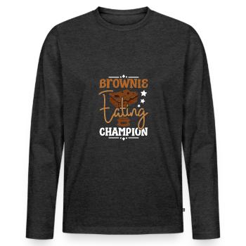 Brownie eating champion - Men's Premium Organic Long Sleeve Shirt - heather anthracite - Front - Nico (187cm)