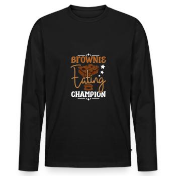 Brownie eating champion - Men's Premium Organic Long Sleeve Shirt - black - Front - Nico (187cm)