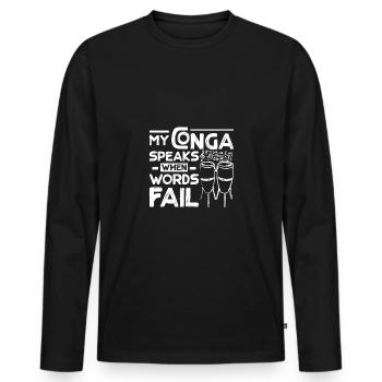 My Conga speaks when words fail - Männer Premium Bio Langarmshirt - Schwarz - Vorne - Nico (187cm)