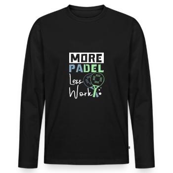 More padel less work - Men's Premium Organic Long Sleeve Shirt - black - Front - Nico (187cm)