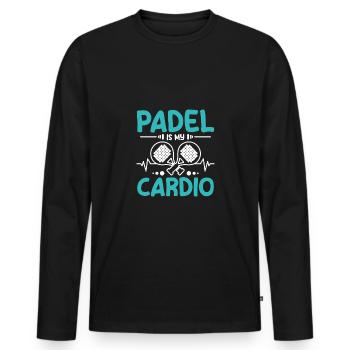 Padel is my cardio - Men's Premium Organic Long Sleeve Shirt - black - Front - Nico (187cm)