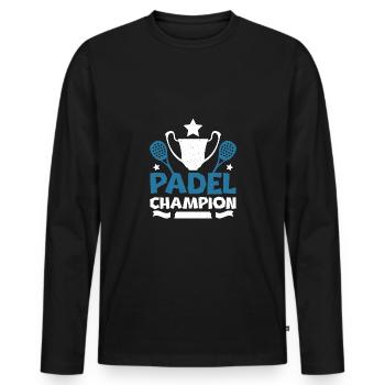 Padel champion - Men's Premium Organic Long Sleeve Shirt - black - Front - Nico (187cm)
