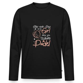 Laissez cette fille vous montrer comment jouer au padel - T-shirt manches longues Premium bio Homme - noir - Devant - Nico (187cm)