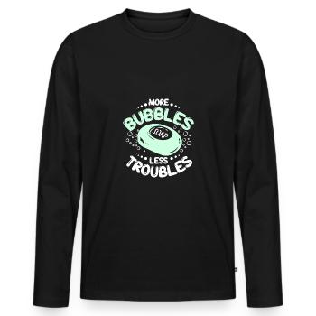 Soap making more bubbles less troubles - Männer Premium Bio Langarmshirt - Schwarz - Vorne - Nico (187cm)