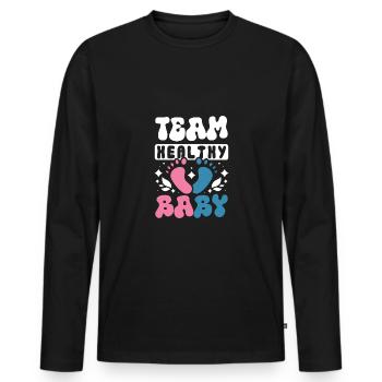 Team healthy baby - Männer Premium Bio Langarmshirt - Schwarz - Vorne - Nico (187cm)