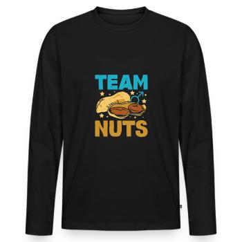 Gender Reveal Team boy nuts - Männer Premium Bio Langarmshirt - Schwarz - Vorne - Nico (187cm)