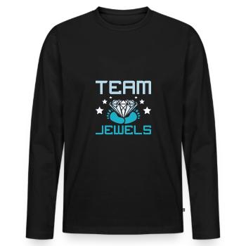 Gender Reveal Team boy team jewels - Männer Premium Bio Langarmshirt - Schwarz - Vorne - Nico (187cm)