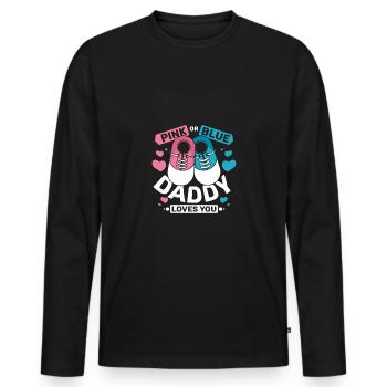 Pink or blue daddy loves you - Männer Premium Bio Langarmshirt - Schwarz - Vorne - Nico (187cm)