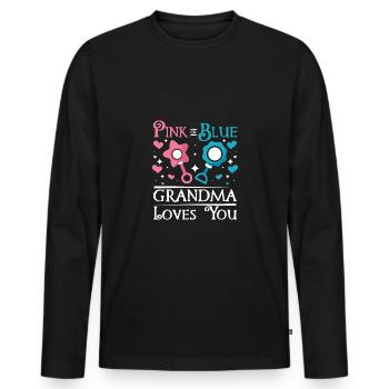 Pink or blue grandma loves you - Männer Premium Bio Langarmshirt - Schwarz - Vorne - Nico (187cm)