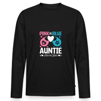 Pink or blue auntie loves you - Männer Premium Bio Langarmshirt - Schwarz - Vorne - Nico (187cm)