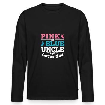 Pink or blue uncle loves you - Männer Premium Bio Langarmshirt - Schwarz - Vorne - Nico (187cm)