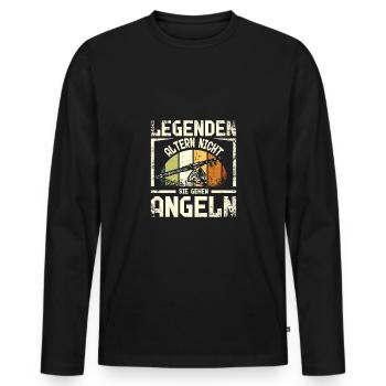 Legends don't age, they go fishing - Men's Premium Organic Long Sleeve Shirt - black - Front - Nico (187cm)