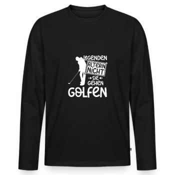 Legends don't age, they go golfing - Men's Premium Organic Long Sleeve Shirt - black - Front - Nico (187cm)