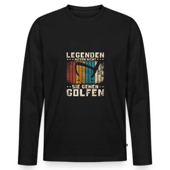 Vintage Legends Don't Age They Go Golf - Men's Premium Organic Long Sleeve Shirt - black - Front - Nico (187cm)