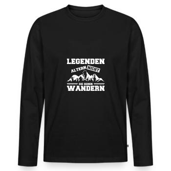Legenden altern nicht sie gehen wandern - Männer Premium Bio Langarmshirt - Schwarz - Vorne - Nico (187cm)