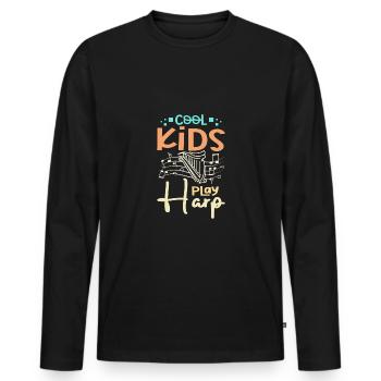 Children Cool kids play Harp - Men's Premium Organic Long Sleeve Shirt - black - Front - Nico (187cm)
