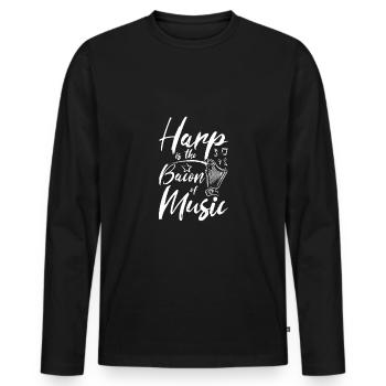 La harpe est le lard de la musique - T-shirt manches longues Premium bio Homme - noir - Devant - Nico (187cm)