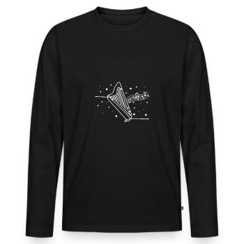 Drawn line art harp - Männer Premium Bio Langarmshirt - Schwarz - Vorne - Nico (187cm)