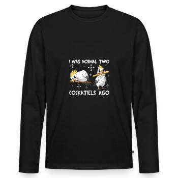 J’étais normal il y a deux calopsittes - T-shirt manches longues Premium bio Homme - noir - Devant - Nico (187cm)