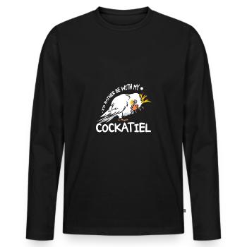 Je préfère être avec mon calopsitte - T-shirt manches longues Premium bio Homme - noir - Devant - Nico (187cm)
