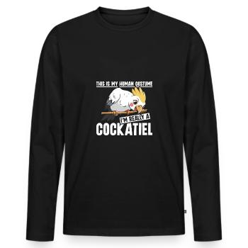 C’est mon costume humain, je suis vraiment un Cockatiel - T-shirt manches longues Premium bio Homme - noir - Devant - Nico (187cm)
