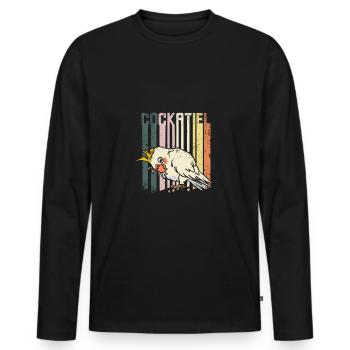 Rétro Vintage Cockatiel - T-shirt manches longues Premium bio Homme - noir - Devant - Nico (187cm)