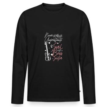 Ne sous-estimez jamais une fille avec une guitare basse - T-shirt manches longues Premium bio Homme - noir - Devant - Nico (187cm)