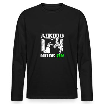 Aikido mode on - Männer Premium Bio Langarmshirt - Schwarz - Vorne - Nico (187cm)