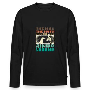 The man the myth the aikido legend - Men's Premium Organic Long Sleeve Shirt - black - Front - Nico (187cm)