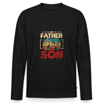 Vintage Tel père tel fils faire de la moto tout-terrain - T-shirt manches longues Premium bio Homme - noir - Devant - Nico (187cm)