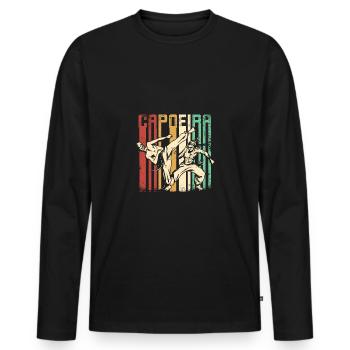 Capoeira vintage rétro - T-shirt manches longues Premium bio Homme - noir - Devant - Nico (187cm)