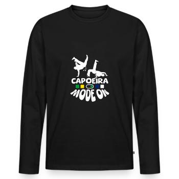 Mode capoeira activé - T-shirt manches longues Premium bio Homme - noir - Devant - Nico (187cm)