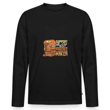 Soutenez votre crêperier local - T-shirt manches longues Premium bio Homme - noir - Devant - Nico (187cm)