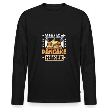 Assistant à la crêpière - T-shirt manches longues Premium bio Homme - noir - Devant - Nico (187cm)