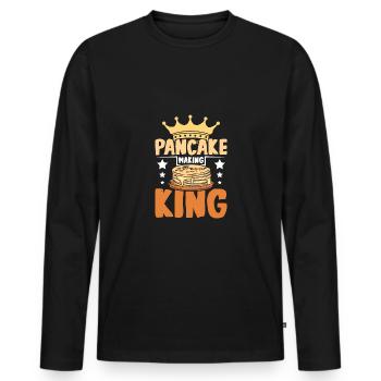Pancake making king - Men's Premium Organic Long Sleeve Shirt - black - Front - Nico (187cm)