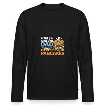 Fête des pères Ce papa fait les meilleures crêpes - T-shirt manches longues Premium bio Homme - noir - Devant - Nico (187cm)