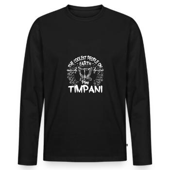 The coolest people on earth play Timpani - Men's Premium Organic Long Sleeve Shirt - black - Front - Nico (187cm)