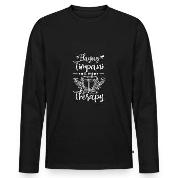 Playing Timpani is my therapy - Men's Premium Organic Long Sleeve Shirt - black - Front - Nico (187cm)