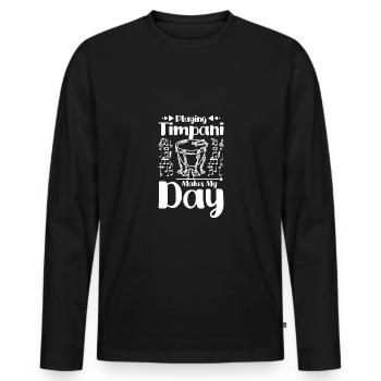 Playing Timpani makes my day - Men's Premium Organic Long Sleeve Shirt - black - Front - Nico (187cm)